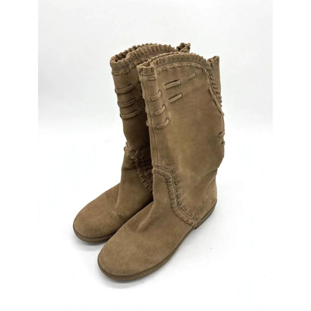 Nine West Synge Brown Suede Mid-Calf Pull On Boots